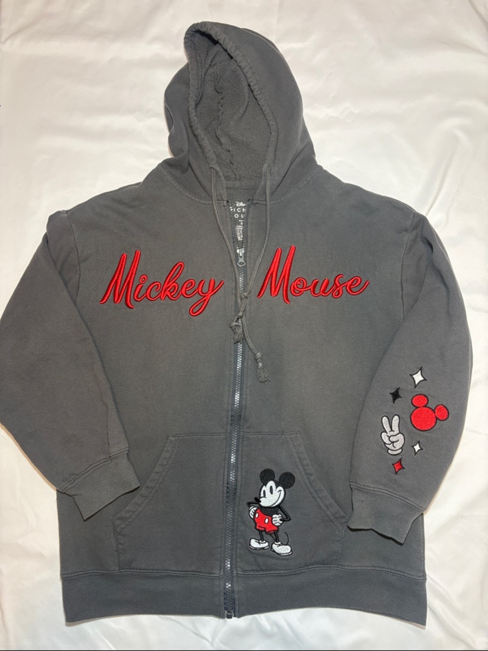 Embroidered Mickey Mouse Zip-Up Hoodie